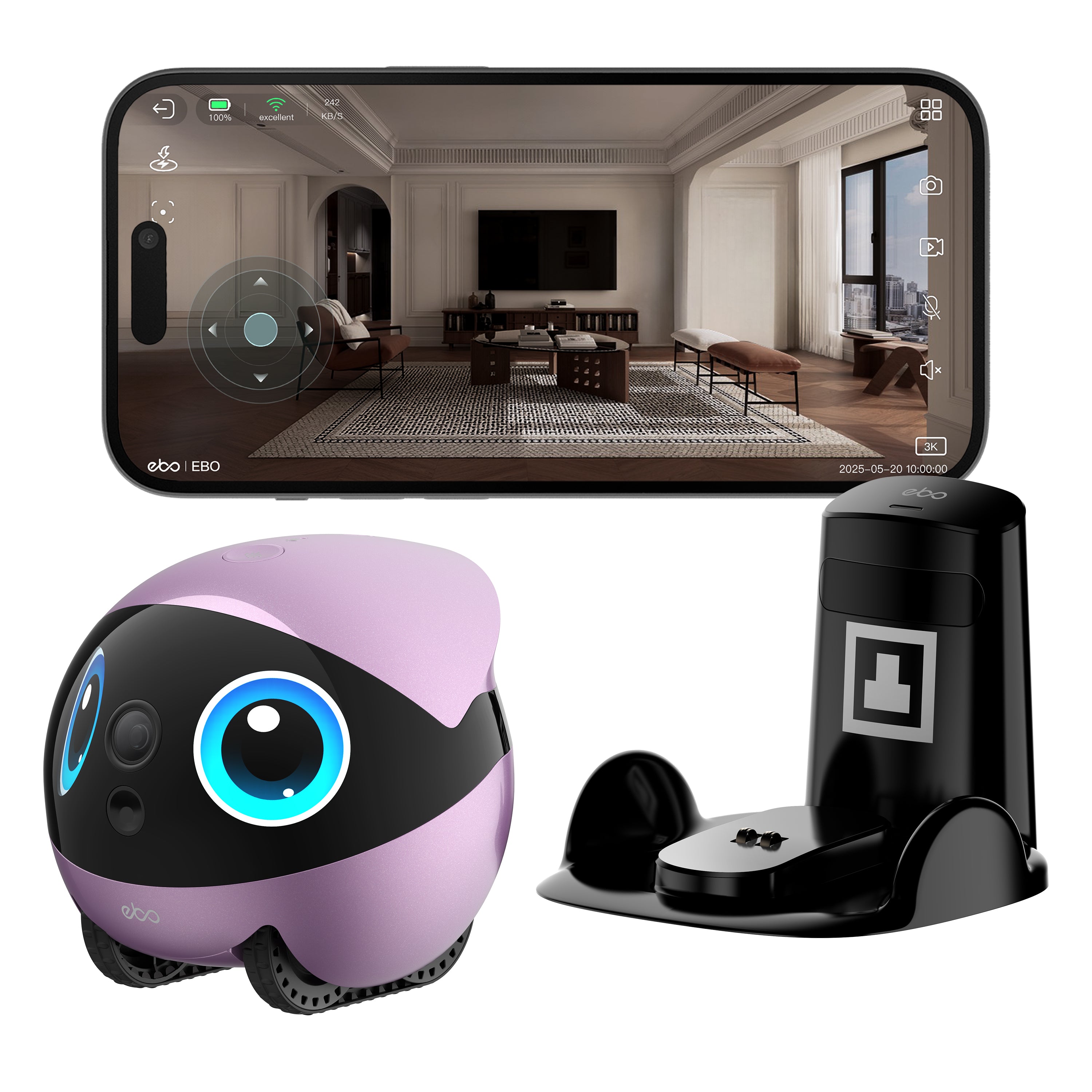 Ebo Air 2 Plus - Intelligenter Begleitroboter für Familie, Haustiere und Sicherheit